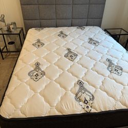 Queen Size Bed Full Set - Frame, Mattress, Box Spring, Foam Topper