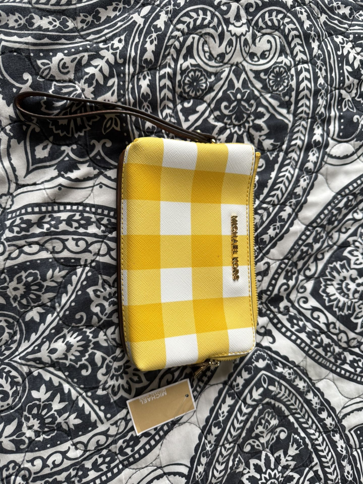 Michael Kors Wristlet Yellow Brown White