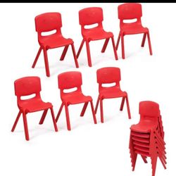 6-Pack Stackable  Plastic Kids Red Chairs