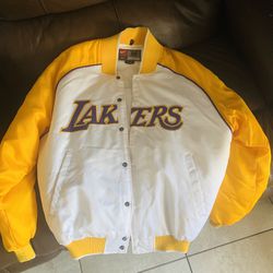Vintage Los Angeles Lakers Nike Team Gold White Satin Bomber Jacket