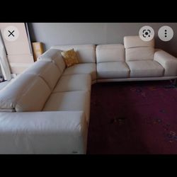 White Natuzzi Sectional Sofa 