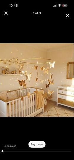 Gold Butterfly Mobile, Baby Mobile Girl, Nursery Decor