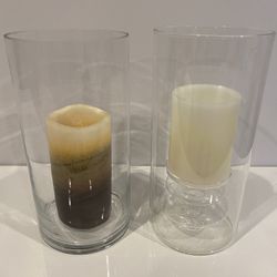 Glass Cylinder With Flameless Wax Pillar Candles