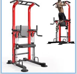8) SogesHome Power Tower Pull Up Bar Station Height Adjustable Assistive Rack Multi-Function Strength Training Equipment Full Body Workout Machine, Fr