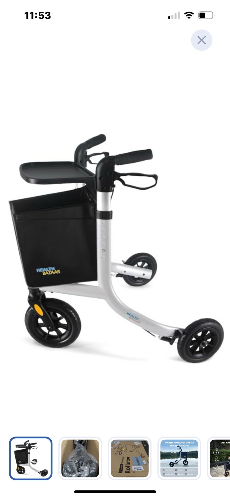 “New”3 Wheel Foldable Rollator Walker W/brakes(retail$159)