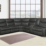 New Reclining Sectional.  Brown Or Grey Leather Air.  92” X 106” X 39”H.  Free Delivery!