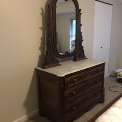 Antique Victorian Dresser, Attached Mirror