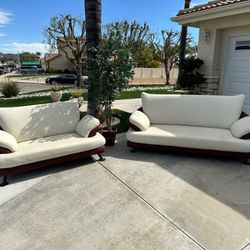 Retro Style Leather Couch & Loveseat