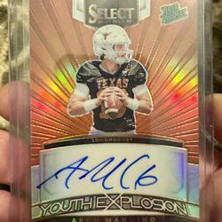 2023 Select Draft - Arch Manning - Youth Explosion Auto /49 Orange Prizm Texas