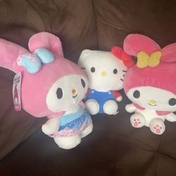 Hello Kitty & My Melody Plushies – Set of 3