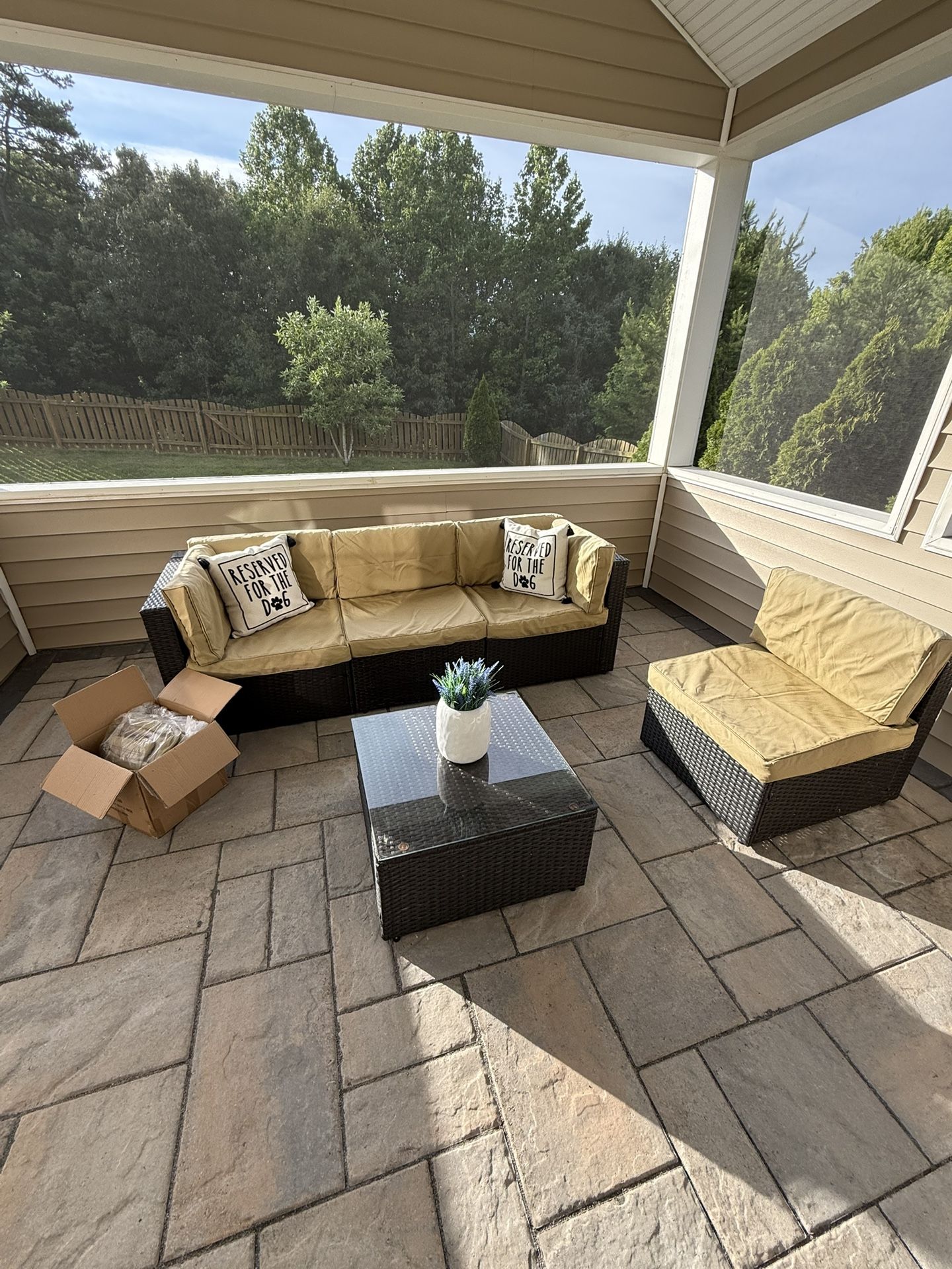 Furniwell 5 Pieces Patio Furniture Sectional Set Outdoor Wicker Rattan Sofa