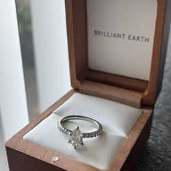1 CT Lab Diamond Pear Shape Platinum Engagement Ring 