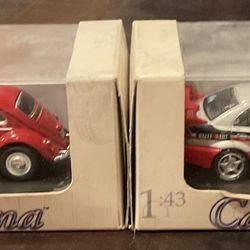 Collectible Cararama car models Volkswagen Beetle and Mitsubishi Lancer Evolution VI WRC