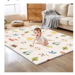 XVISHX Baby Play Mat, 50 x 50 Inch Play Mat Perfect for Use Baby Playpen, Foldable Baby Foam Playmat for Floor, Portable Waterproof Activity