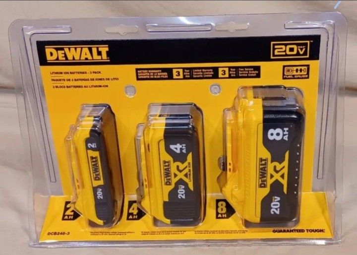 Dewalt *DCB248-3* 20V Max 3 Pack Battery Kit ~2AH-4AH-8AH~ **NEW and SEALED