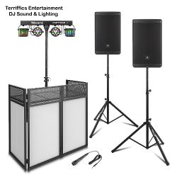 DJ Booth, Lighting, and Speakers 