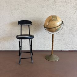 One Vintage 12" Diameter Cram's Imperial World Globe Floor Standing Wood Metal Base 32” Height