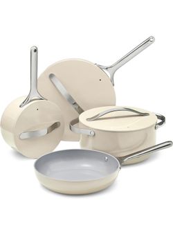 Caraway Non-stick Ceramic Cookware Set (12 Piece) Pots, Pans, Lids and Kitchen Storage - PFAS & PFOA Free - Oven Safe Pan Set & Compatible with All St