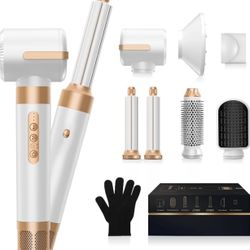 7 in One Blow Dryer Brush, Negative Ion Hair Dryer Brush Set Upgrade Hot Air Brush Air Styler Curling Wrap Air Curler, Curling Iron Hair Styling Tools