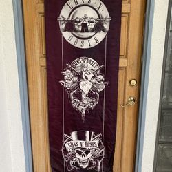 VINTAGE 1991 GUNS N' ROSES ROCK BANNER FLAG W/ROLLING BAR TAPESTRY POSTER 63 X22