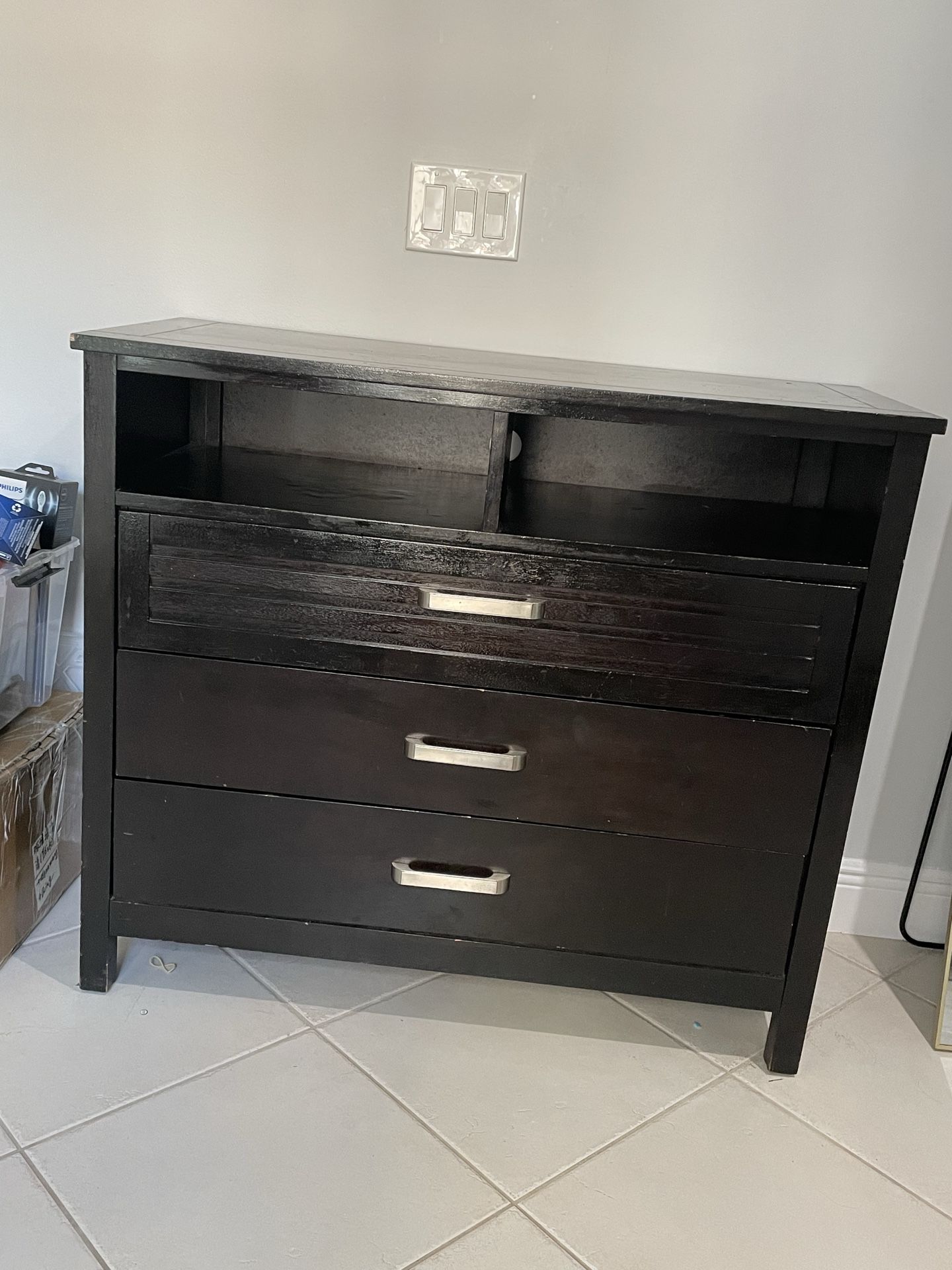 Dark Wood Dresser / TV Stand with Storage