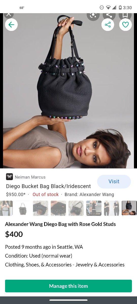 Alexander Wang Diego Bag with Rose Gold Studs