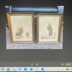 Scenic Fall Pictures W/Large Frames - set of two
