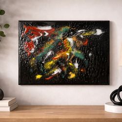 Modern Abstract Glass Art Panel 21x15 – Textured Contemporary Wall Decor