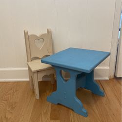 American Girl Doll Wooden Table And Chair