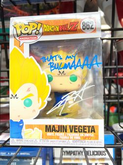 Signed Vegeta funko pop with quote