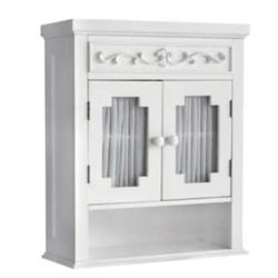 Teamson Home Lisbon 21-in x 24.19-in x 7-in White Bathroom Wall Cabinet