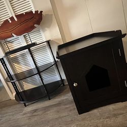 Dark Cherry Side Table/ Cabinet & 3-Tier End Table