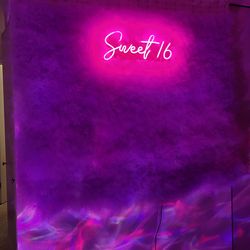 Pink Sweet 16 LED Neon Light Sign 17"X7.3" 5V