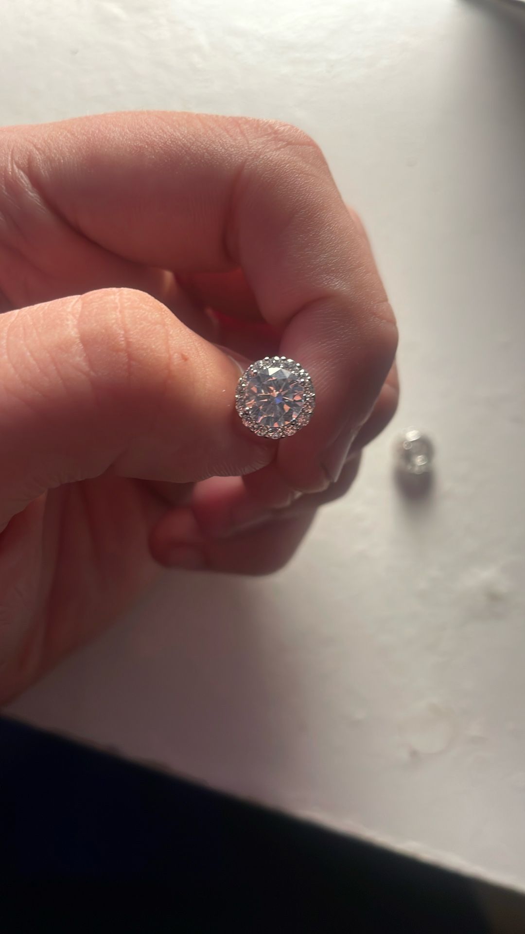 silver with lab grown diamonds and Moissanite