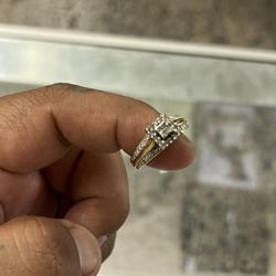 Square Cluster Diamond Promise Ring 10K Yellow Gold Size 7 YG Solid DIA 3.6 Gram