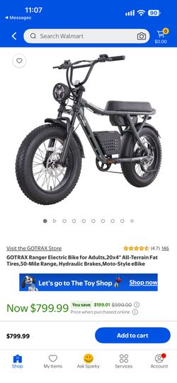 GOTRAX Ranger Electric Bike for Adults, 20x4" All-Terrain Fat Tires, 50-Mile Range, Hydraulic Brakes