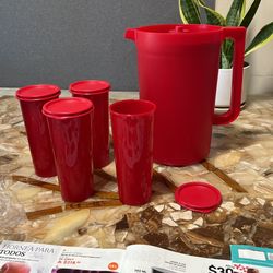 Tupperware Jarra Grande 4lts Vasos Con Tapa 470ml