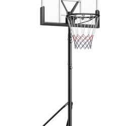 Basketball Hoop Outdoor, 10FT Adjustable Height, Portable Basketball Hoops Goal Court System w/ 45in Shatterproof Backboard for Kids Youth Adults