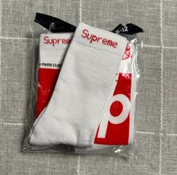 White Hanes X Supreme Socks