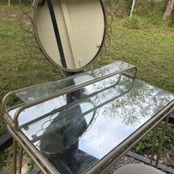 Glass Vanity With Mirror 