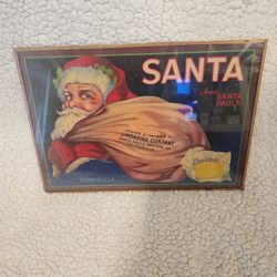 ANTIQUE  FRAMED 1928 Santa SANTA PAULA Limoneria VENTURA Co Crate Label w/COA