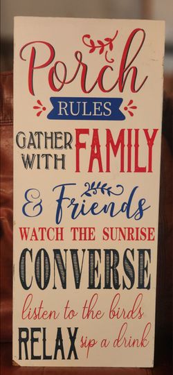 Porch Rules Decorative Wood Sign