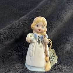 Vintage Merry Belle Bisque Figurine With Broom