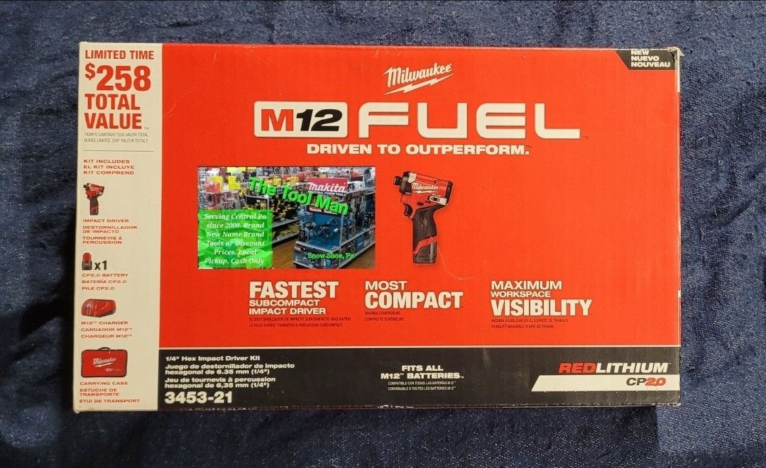 New Milwaukee M12 Fuel 1/4" Hex Impact Driver Kit Brushless Cordless $105 Firm Pickup Only