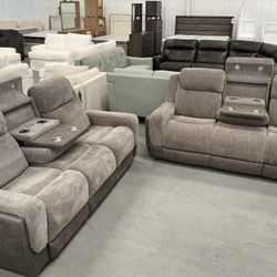 Fabric Power Recliner Sofa Set