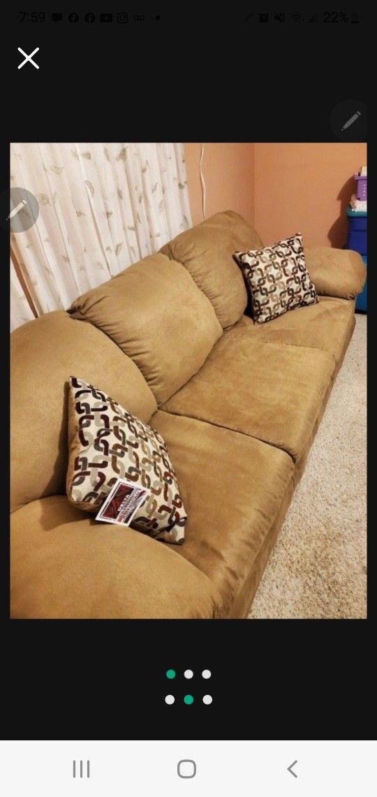 Camel Color Suede Like Sofa..Size 7ft Long..Brand New With Tag On It..very Comfortable!!