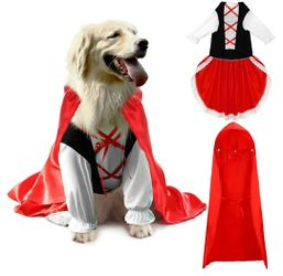 Little Red Riding Hood Dog Costume Pet Red Riding Hood Dress and Cape Outfit for Large Dog Halloween Cosplay Costume (XL)