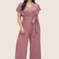 Flutter Sleeve Belted Jumpsuit - Bloomchic - 12