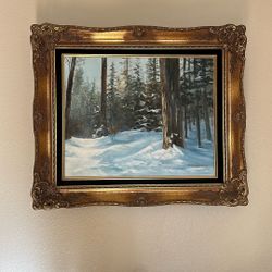 Large Winter Scene Framed Wall Art 