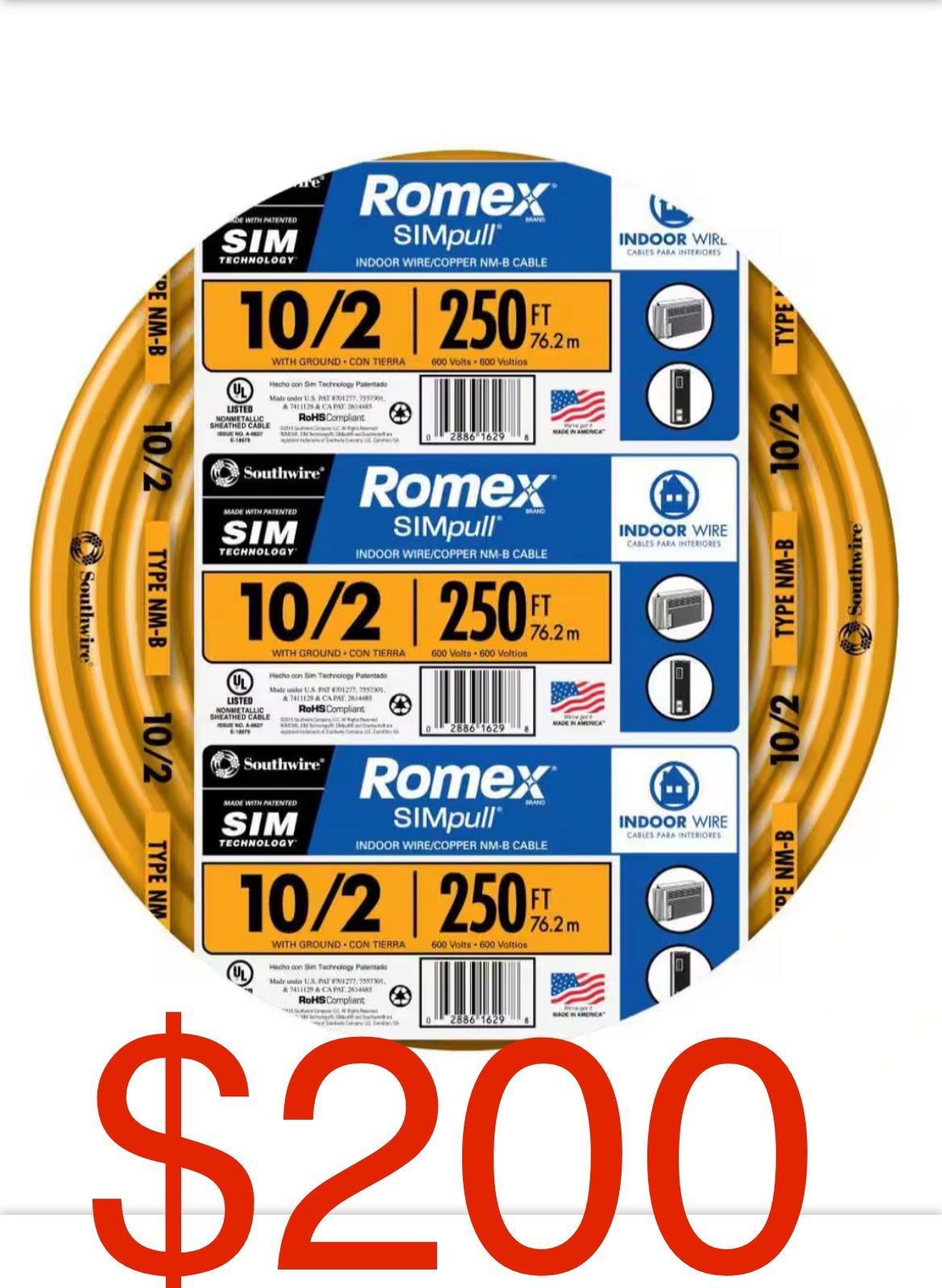 10/2 ROMEX 250ft